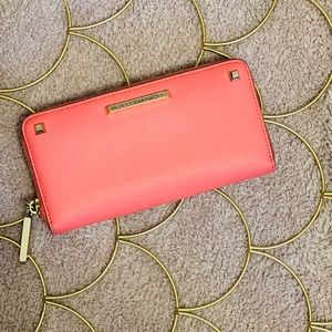 Rebecca Minkoff watermelon pink wallet in good condition outside and inside.